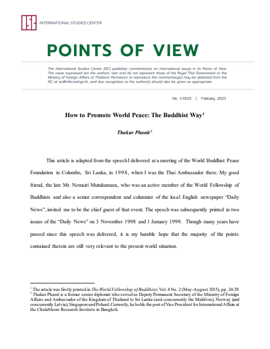 How to Promote World Peace: The Buddhist Way | Thakur Phanit - ศูนย์ ...