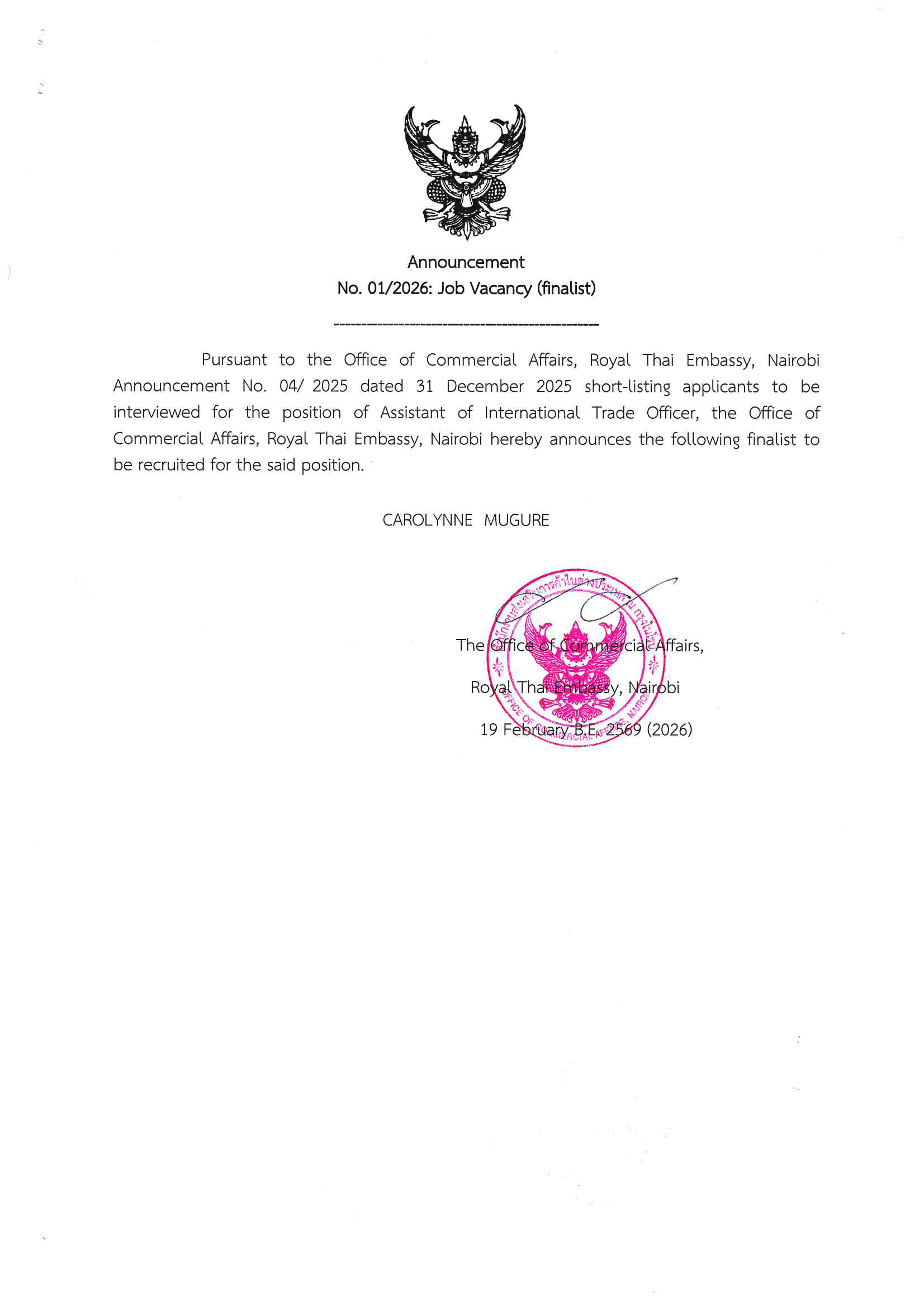 Announcement_01_2026_19_FEB_2026_CAROLYNNE_MUGURE