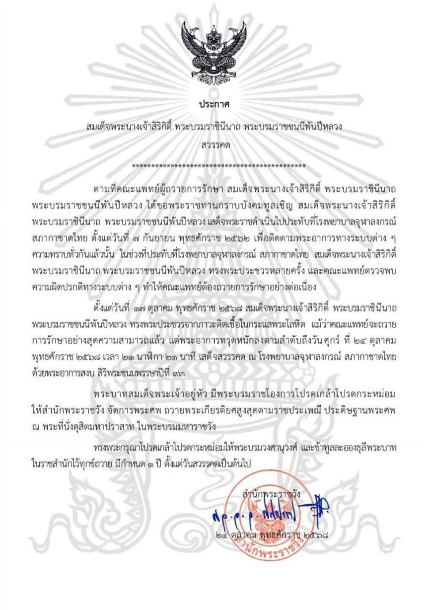 ประกาศสำนักพระราชวัง