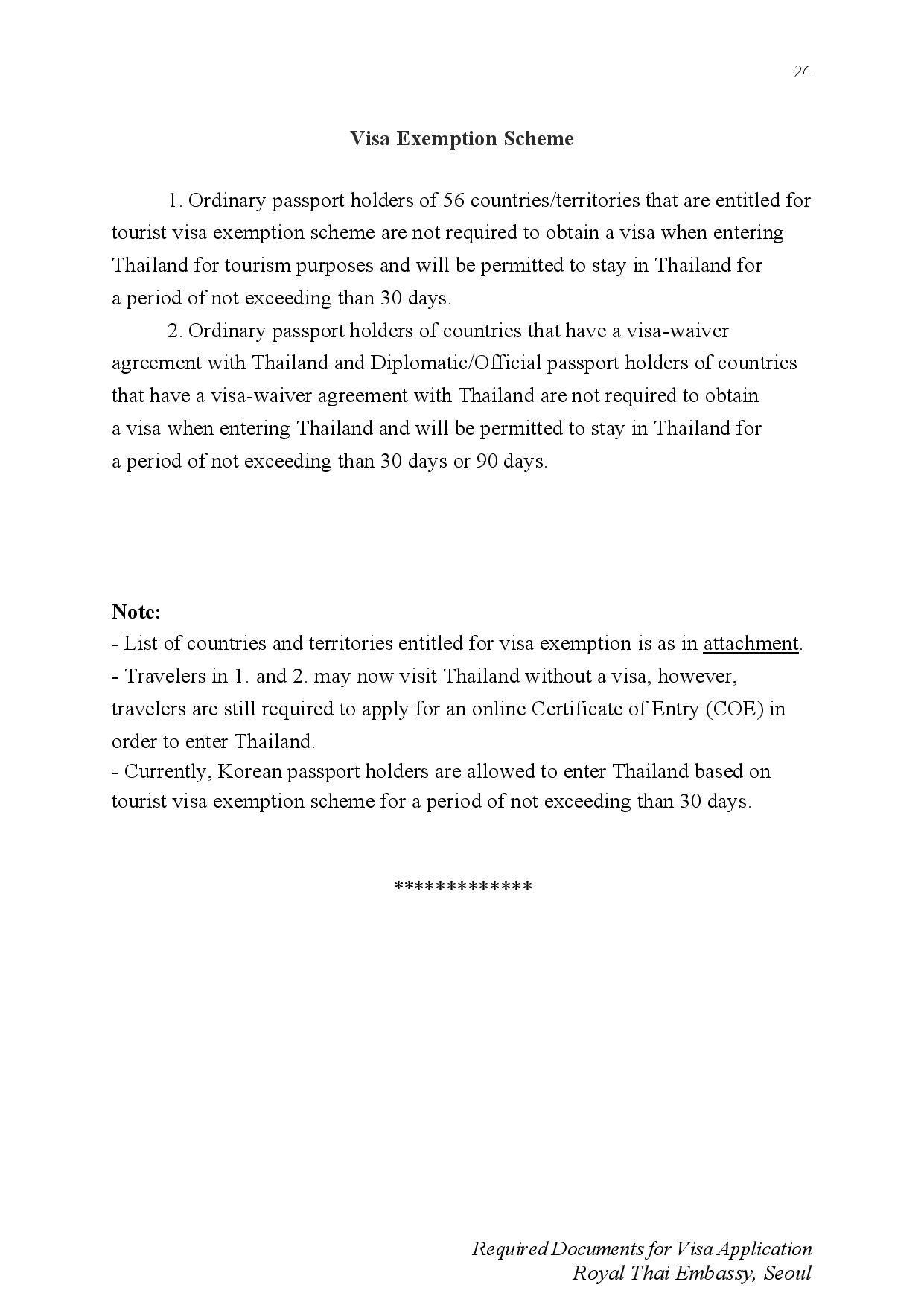 Visa Exemption Scheme Royal Thai Embassy