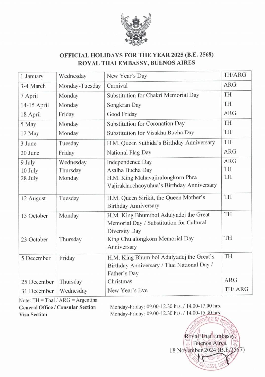วันหยุดราชการ2568