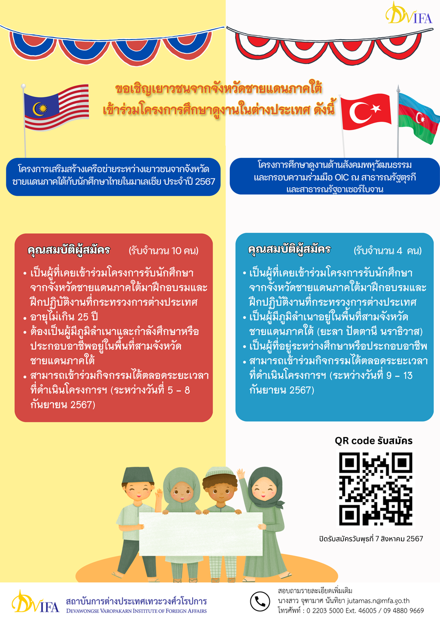 ประกาศรับสมัครโครงการศึกษาดูงานในต่างประเทศ