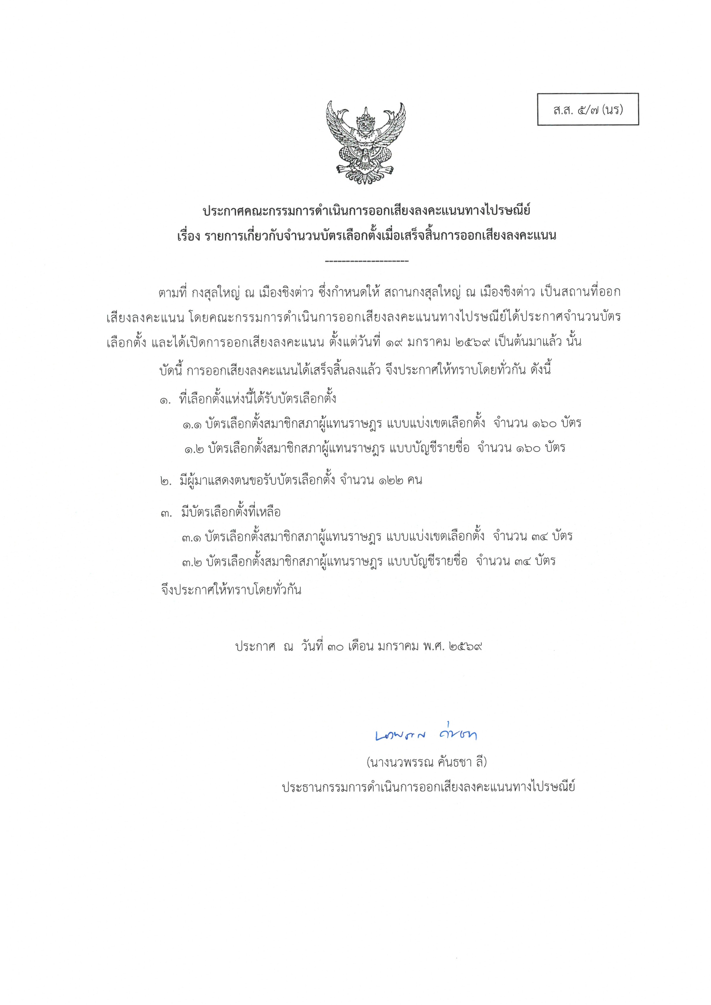 สส_5-7_รายงานจำนวนบัตรเลือกตั้ง